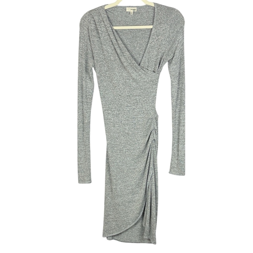 Wilfred Free Aritzia Heathered Gray Klum Knit Long Sleeve XSmall Wrap Dress